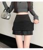 Plus Size Women's High Waist Black Irregular Short Skirt - Autumn/Winter Slimming Style