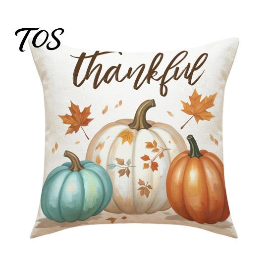 Washable Zippered Pillow Cases Fall Thanksgiving Throw Covers, Pumpkin Maple Leaf Cushion Cases, Autumn Harvest Decorative Covers for Sofa Couch