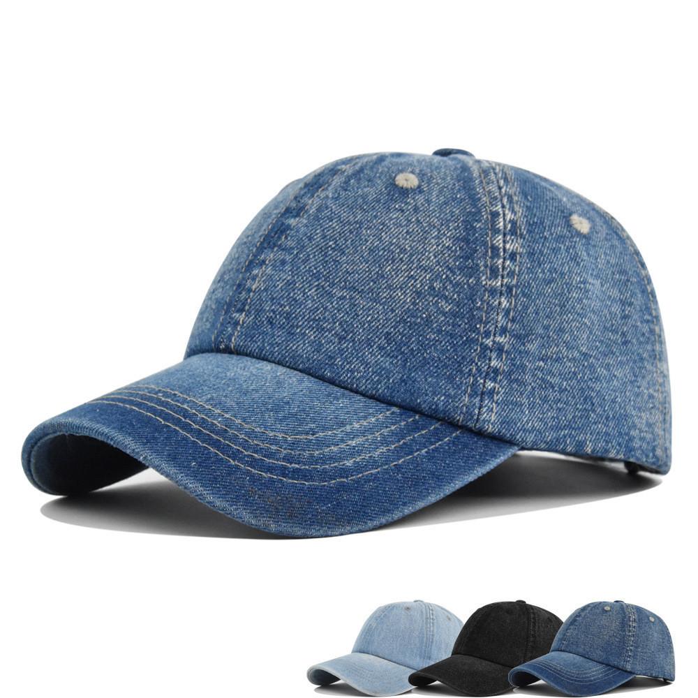 Cap Baseball Retro Washed Denim Material Hat Solid Color Duckbill Breathable Hat