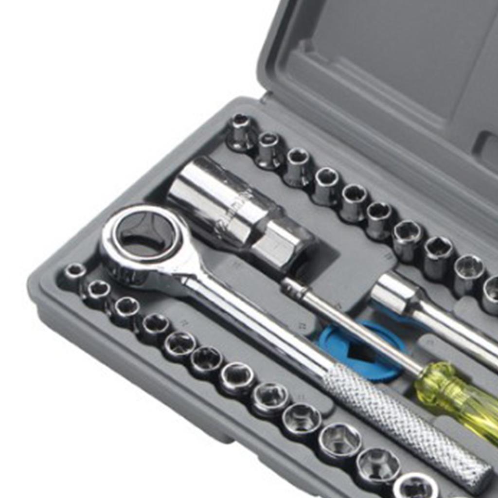 40 stk stasjonsnøkkelsett SAE metriske størrelser Multifunksjon bærbar for bilreparasjon i husholdninger