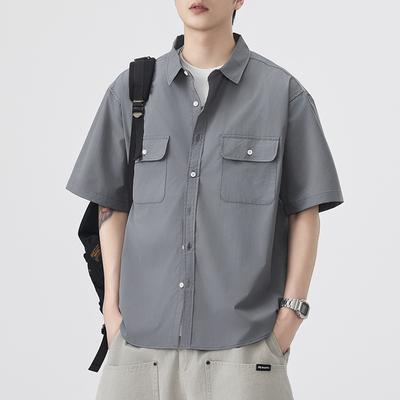 Summer Thin Japanese Retro Short-sleeved Shirt Men's American New Loose Mid-sleeved Shirt