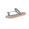 Cool Slippers Female Summer Outer Wear One-word Flat-bottomed Beach Non-slip Toes Rhinestone Wind Soft Bottom New 2025 Clip Fairy