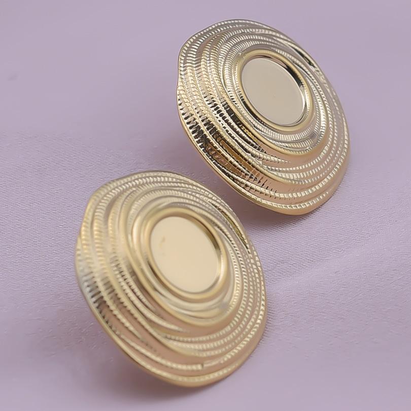 6pcs Real Gold Plated Geometric Round Oval Heart Blank Settings DIY Stone Enamel Crystal Stainless Steel Ear Studs For Women Men