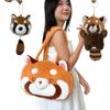 Plüsch Roter Panda Rucksack Niedliche Plüschpuppe Damen Umhängetasche Fell Weiche Schultertasche für Camping Reisen Party Weibliches Geburtstagsgeschenk