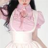 Summer Pink Sweet Kawaii 2 Piece Set Women Black Korean Style Skirt Suit Female 2023 Elegant Cute Blouse + Suspenders Mini Dress