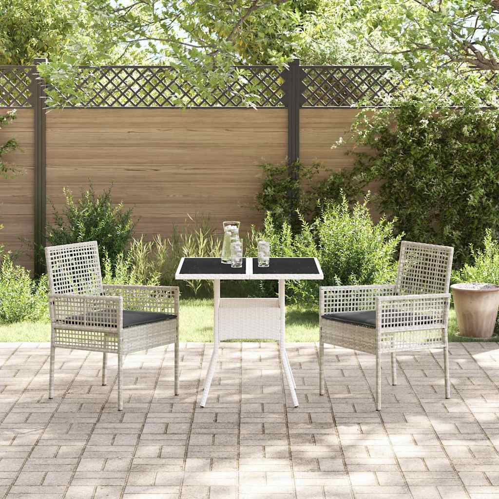 Garden Dining Set 3 Pcs Light Grey Poly Rattan