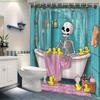 Lustiger Skelett-Duschvorhang für die Badewanne Maschinenwaschbar Ganzjahres-Wasserdicht Sichtschutz Cartoon-Design Humor Schnelle Montage