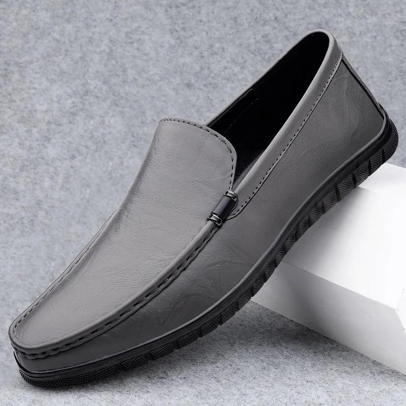 Fashion 2024 Handmade Genuine Leather Men's Shoes Slip On Loafers Men Casual Flats Hot Sale Driving Shoes Outdoor Moccasins Penny Shoes
