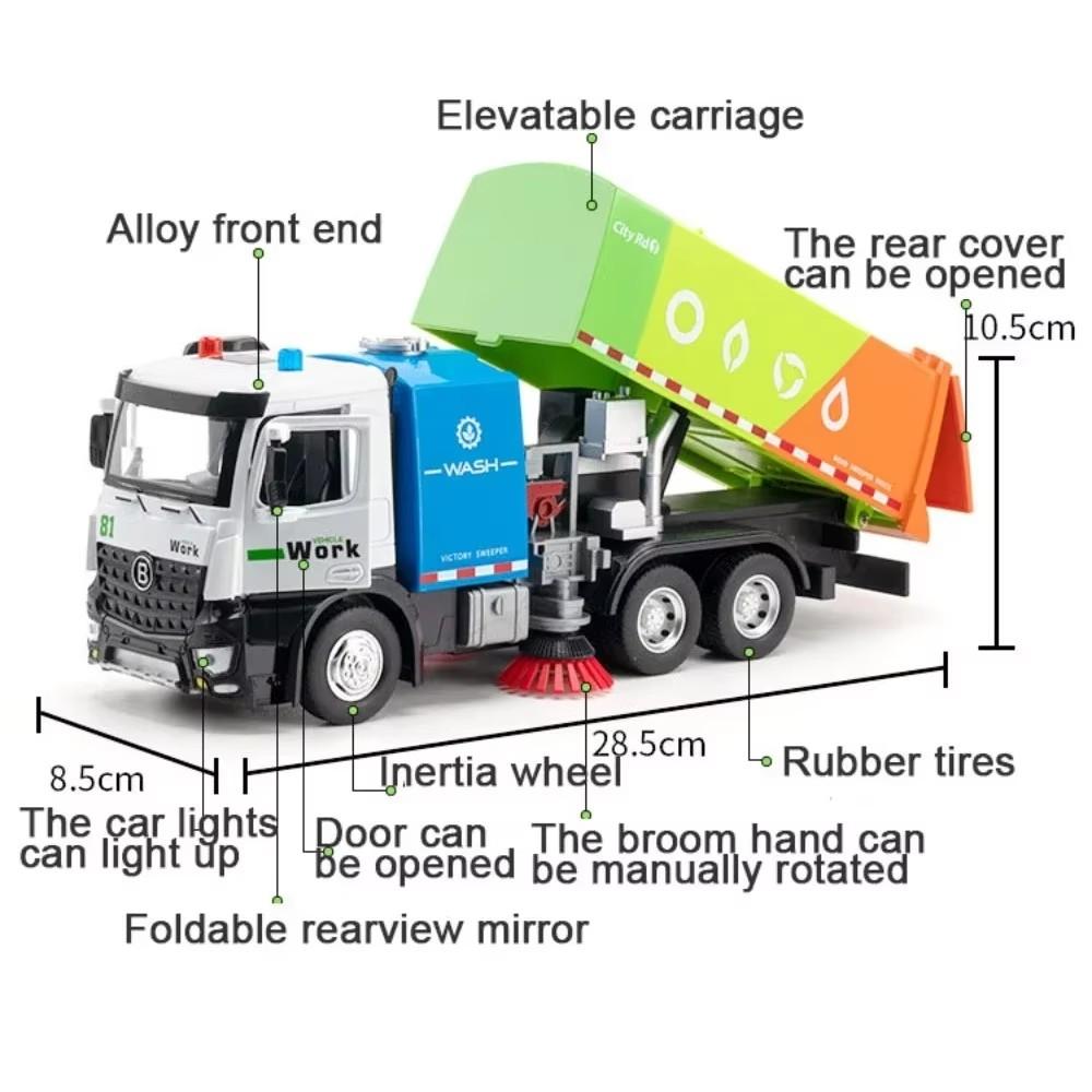 1:24 Ladder Water Tank Fire Truck Alloy Sprinkler Sweeper Model Toys Car Doors Opened Sound Light Pull Back Vehices Boy Kid Gift