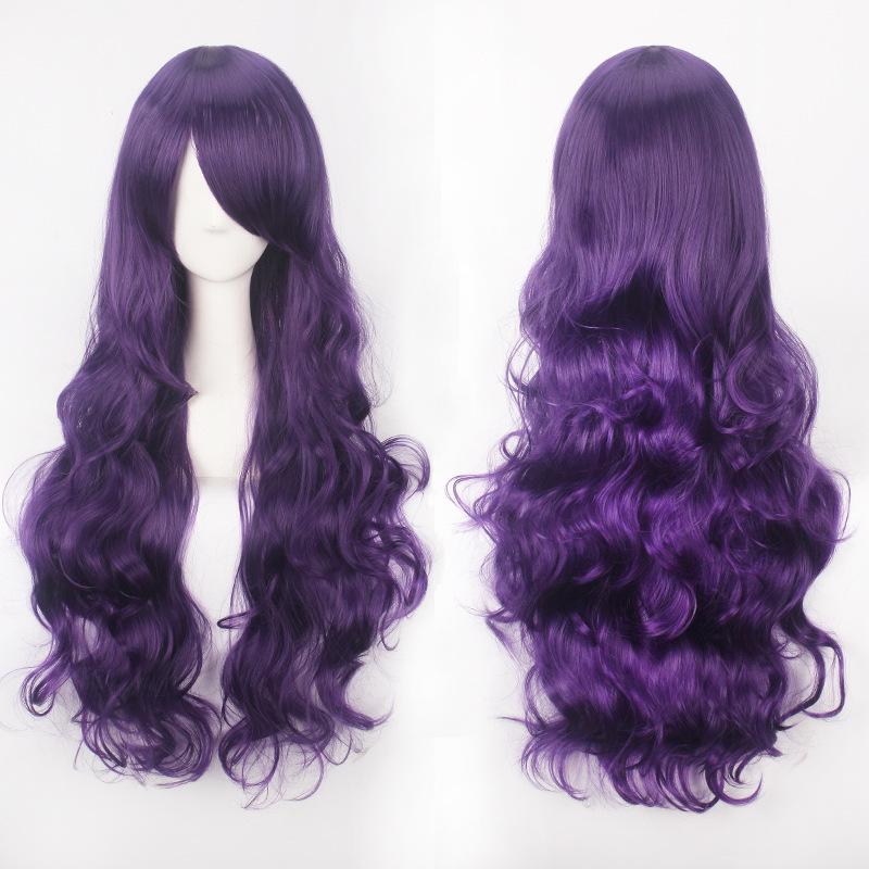Wig Color Anime Wig Button Net High Temperature Wire Universal 80CM Long Curly Hair