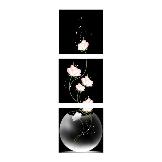 

Ваза без рами з 3 панелей із картиною на полотні з квітами. Настінний декор 30*30cm