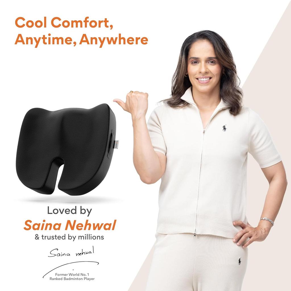 Ergonomic Coccyx Seat Cushion for Pressure Relief and Enhanced Seating Support (46L x 43W x 7H Centimeters), Durable Design up to 120Kg