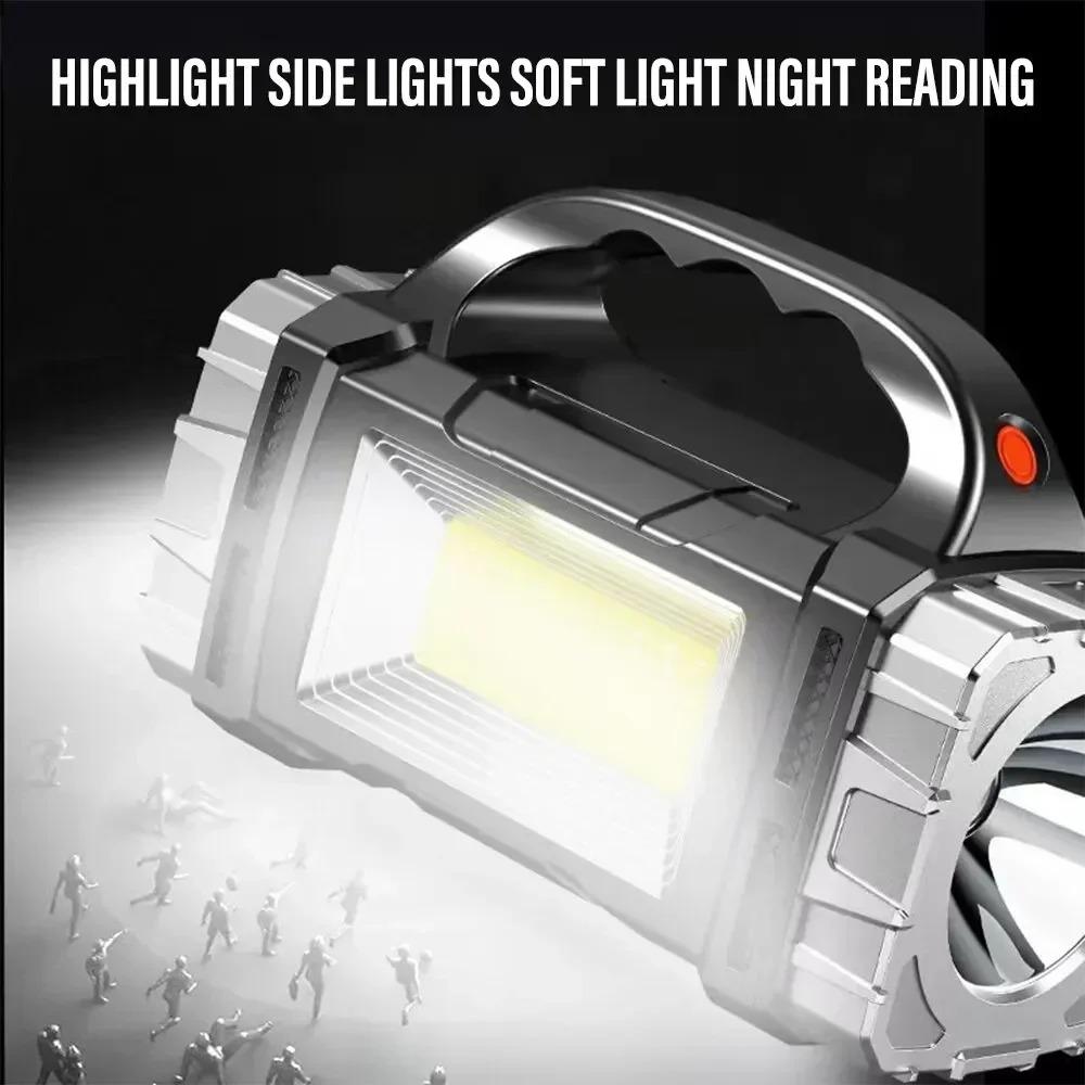 Portable Powerful USB Rechargeable Flashlights Solar LED Light With COB Work Light Charge Mobile Phone Camping Lamps