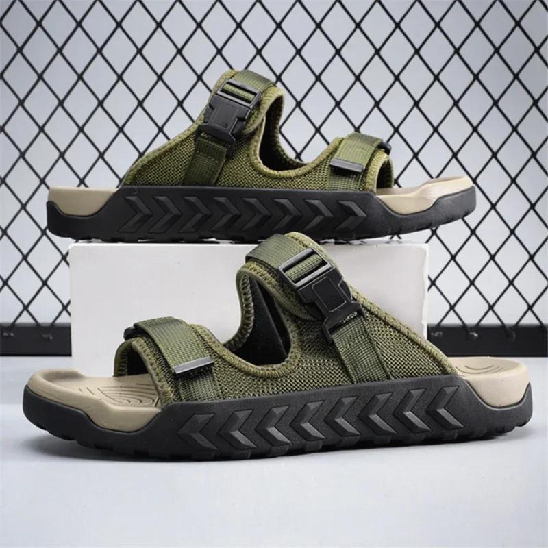 Fashion Sandals Men's 2025 Summer New Sports Slippers Outdoor Anti Slip Thick Soled Breathable Sandals Large Casual Beach Shoes