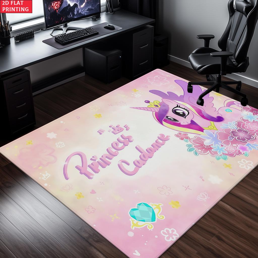 Cute Cartoon Pony Area Rug,Starry Gradient Theme Non-slip Floor Mat,Decorative Carpet for Kids Room Bedroom,Washable Home Gift