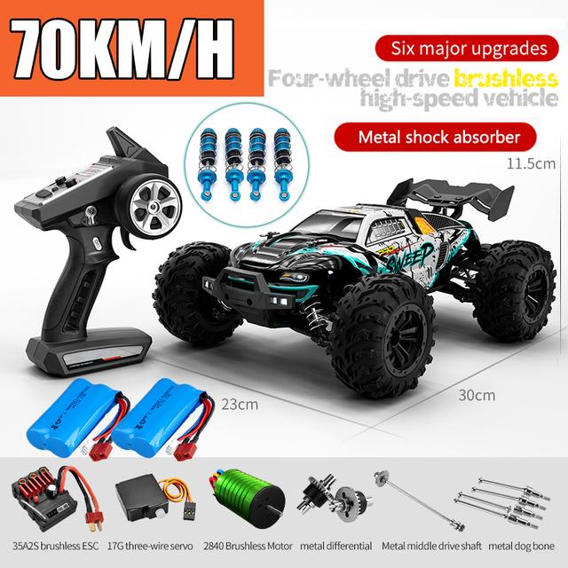 New Rc Car Off Road 4x4 High Speed 75KM/H Remote Control Car with LED Headlight Brushless 4WD 1/16 Monster Truck Toys for Boys Gift