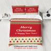 3-piece Christmas themed Merry Christmas English graphic print (1 duvet cover+2 pillowcases, no core) soft bedding set