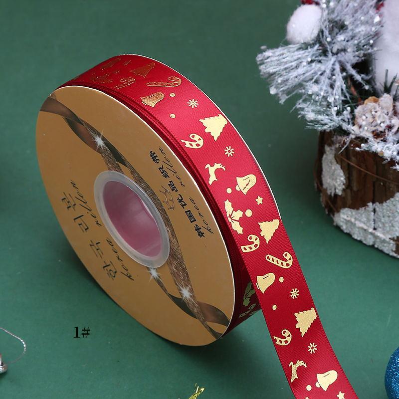 Lot De 2 Rubans Cadeau Noël Rouge Et Vert - 2 Cm X 20 M, Polyester Avec Finition Dorée