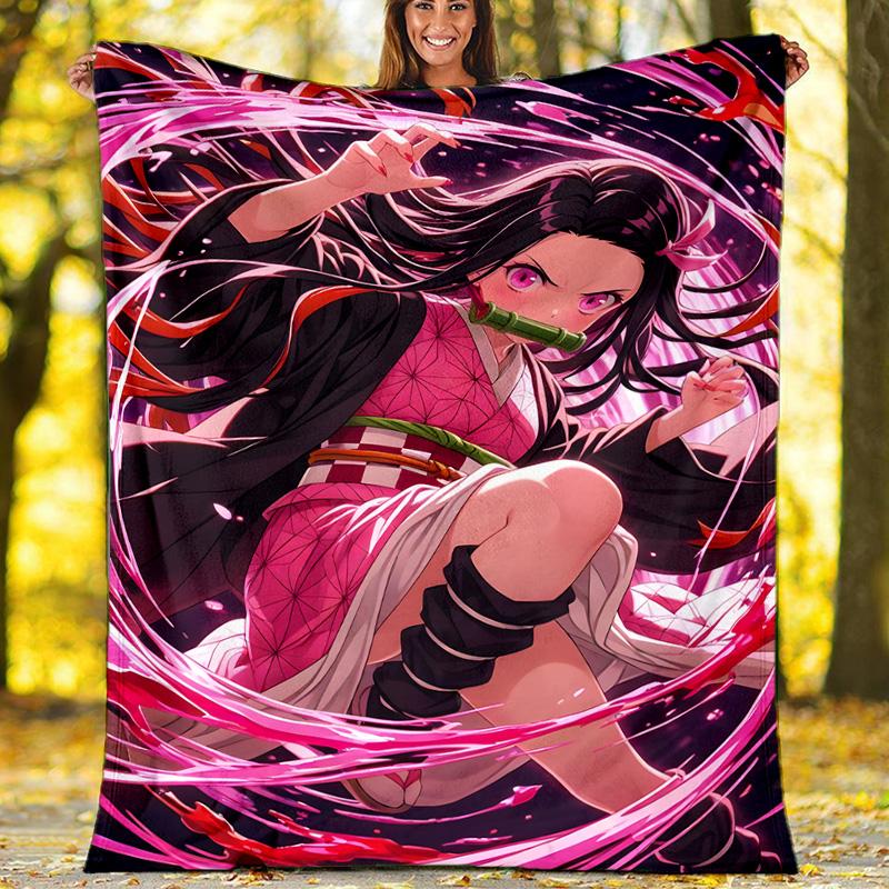 1pc nezouko9 Theme Blanket - Digital Print, Polyester, Cozy for All Seasons, Perfect for Outdoor, and Travel