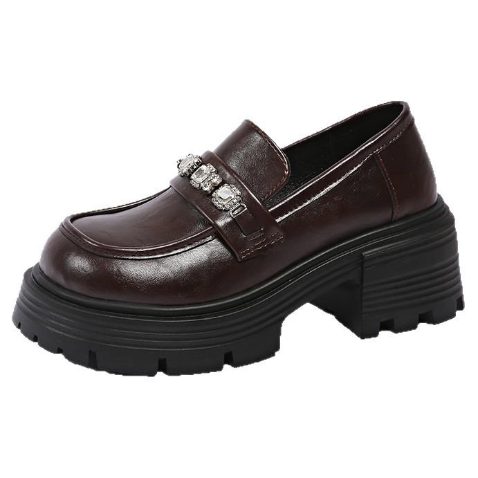 Thick-soled Mary Jane Shoes for Women's 2025 Spring New Retro Heightening Black Japanese Jk with Skirt Light Mouth Small Leather Shoes