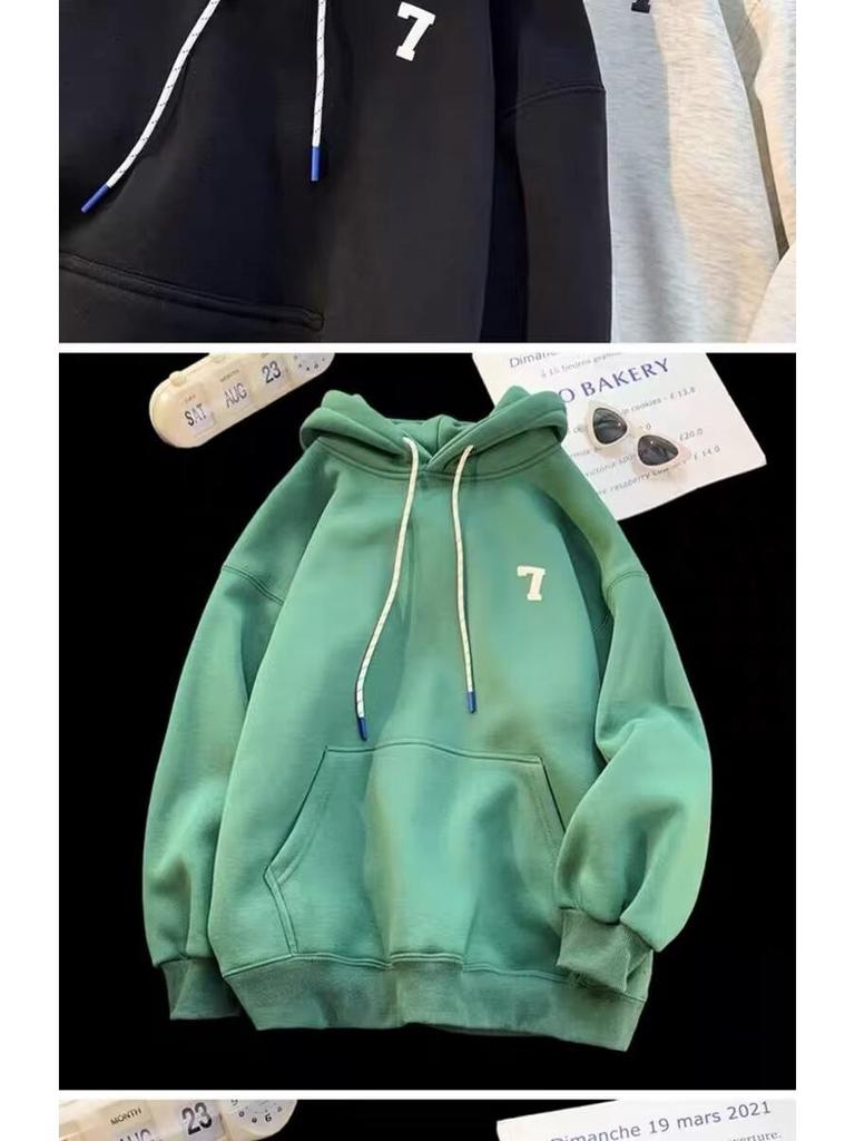 Unisex Loose Fit Thickened Velvet Hoodie with Logo Print for Autumn/Winter 2025