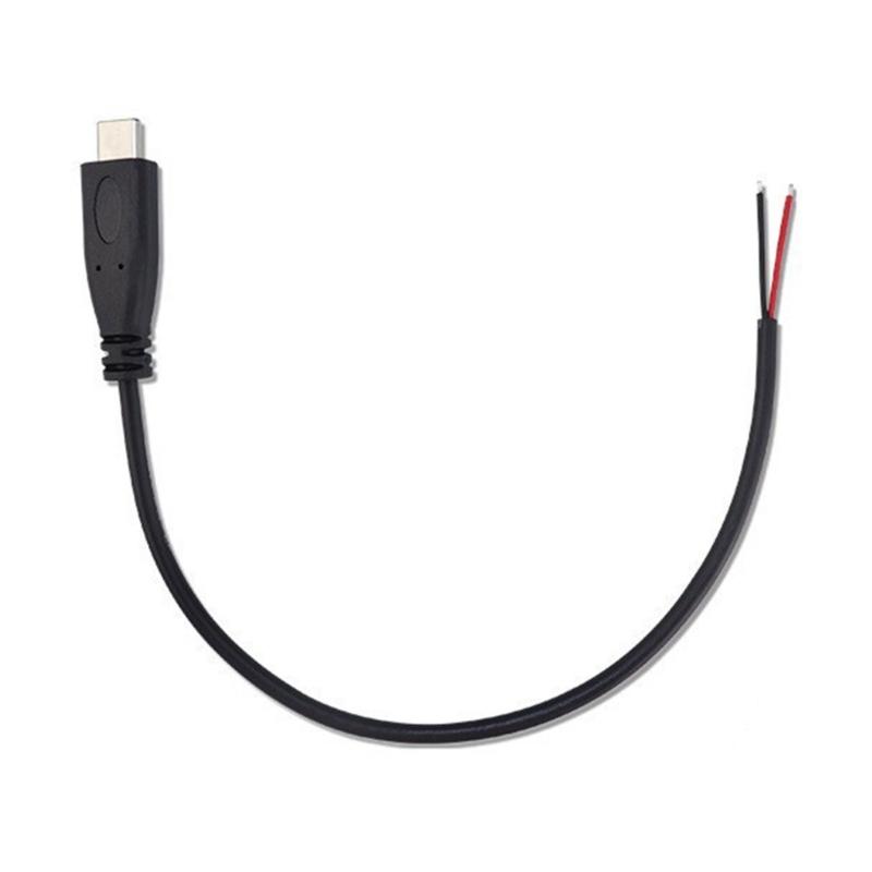 

25cm/1m/2m Type C Male to Open End 2Pin Power Cable Extension Cord Wire 5V 3A 22AWG for LED Light Routers Fan Camera 1m