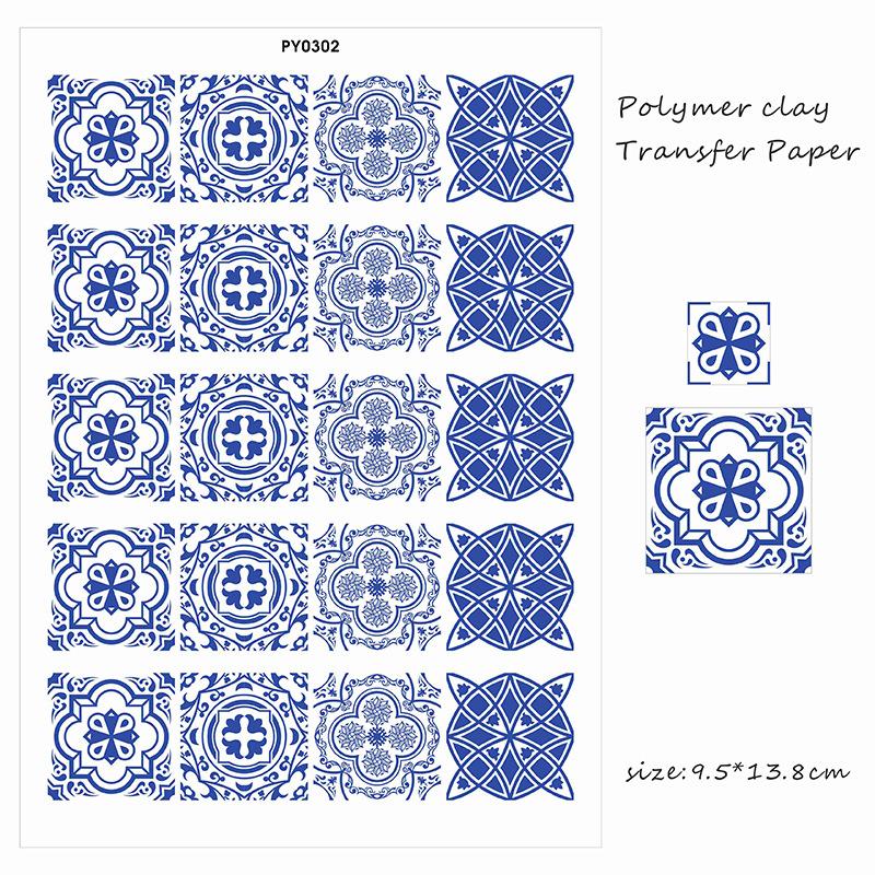 

Polymer Clay Transfer Paper - Retro Blue and White Porcelain, Paper for Polymer Clay Transfer Sheets for Flower Clay Jewelry