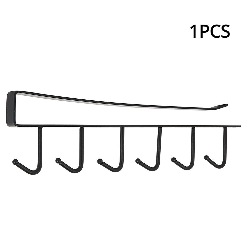 

6 Hooks Under Shelf Cup Holder,Wine Glass Holder,Mug Cup Holder Hanger,Mutifunctional Kitchen Utensil Without Drilling Rack чёрный