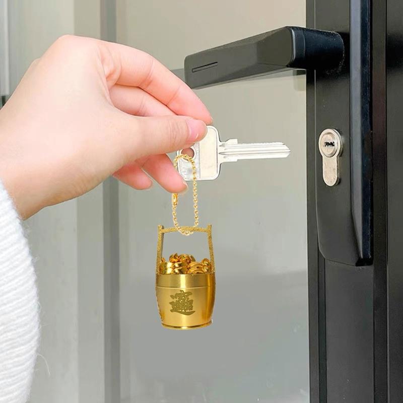 Prosperous Charm Pendant Keychain 2026 Golden Rubber Charm Keyring For Good Fortune Decoration And Daily Wear Use