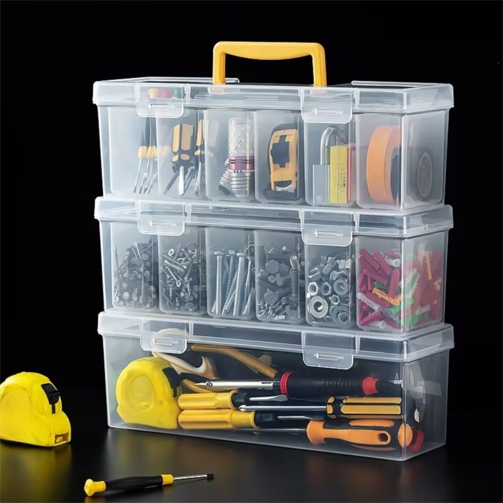 Plastic Hardware Toolbox with 6 Storage Case Hardware Tool Organizer Tool Storage Box  Home Use