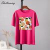 Shellsuning Casaul Kawaii Fruit Printed T Shirt Women Loose O Neck Short Sleeve Base Tees Female Simple Cotton Trendy White Tops