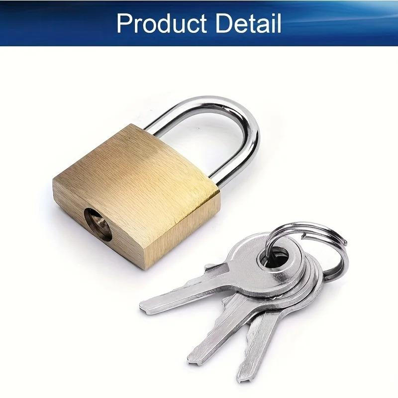 2/4pcs Brass Padlock, Keyed Different, 20mm Wide Brushed Finish Short Harden Shackle, Waterproof Rust-Proof Door Lock Short Beam
