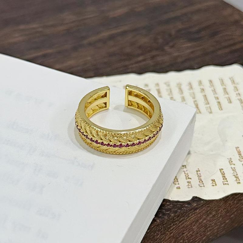 Medieval Fashion Butterfly Zircon Wheat Ear Ring Women'S Italian Brushed Craftsmanship Light Luxury Super Fairy Temperament Ring