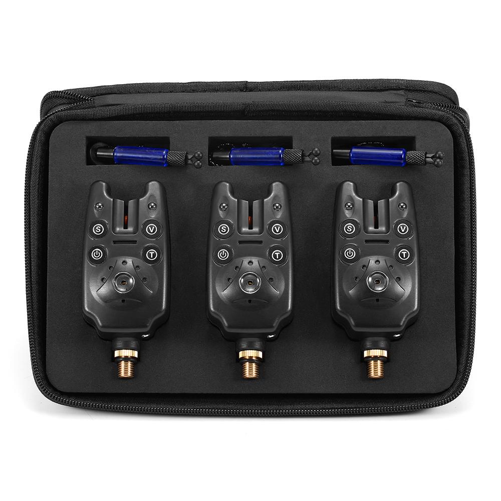 Fishing Bite Alarms Chain Alert Set Digital Fishing Alarm Kit LED Alarm Indicator Alert Fishing Fishing Tackle with Zippered Box