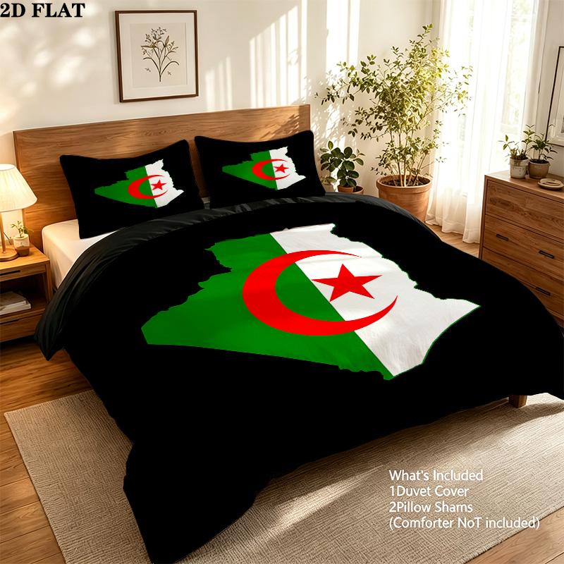 Algeriet Mønster Sengetøj Dyne Sæt Dynebetræk Pyntepudebetræk Hjem Fødselsdagsgave(1 * dynebetræk + 2 * pudebetræk, uden fyld)