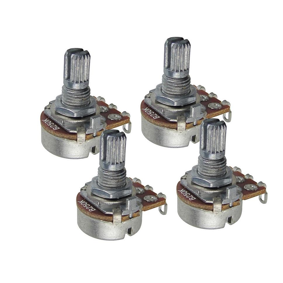 FLEOR 4PCS Mini Guitar Potentiometer 18 Splines Short Shaft Pots 250K /500K for Bass Guitar Parts Replacement