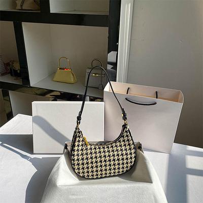 Nouveaux Sacs à Bandoulière Sacs pour Femmes Sac Axillaire Avancé Rétro Grille Mille Oiseaux Tendance Mode Loisirs Polyvalent Sacs à Main