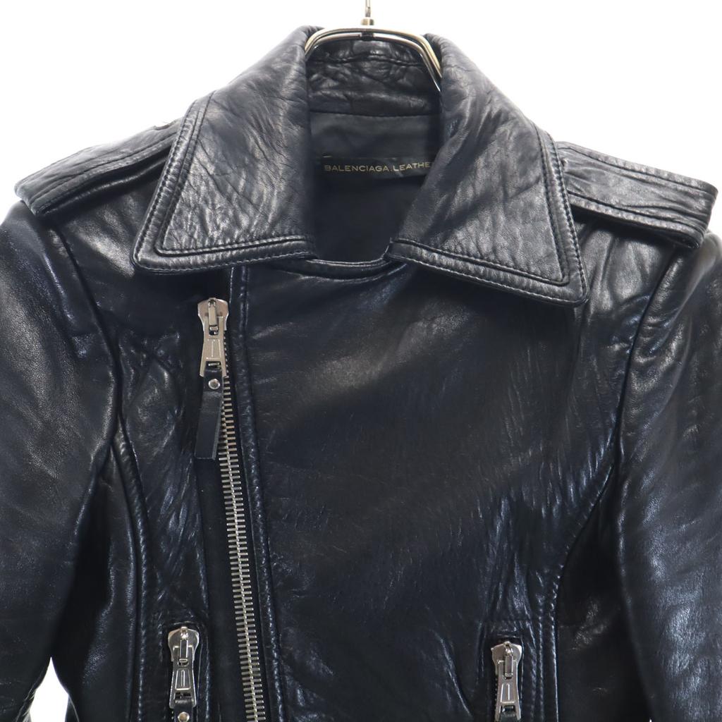 BALENCIAGA French Lamb Leather Double riders jacket 36 black Women Used
