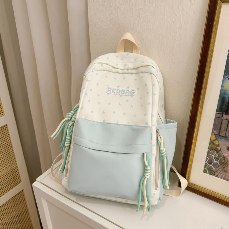 Color Contrast Backpack Women's Star Backpack Student Schoolbag