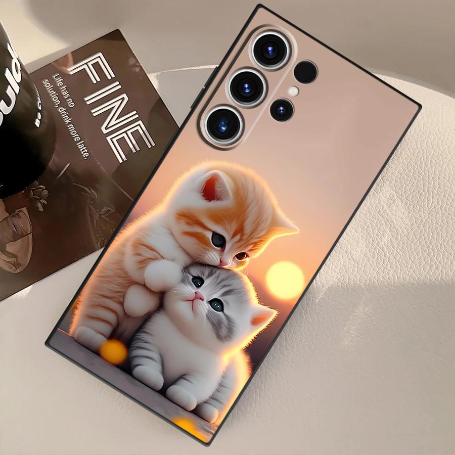 

Милый Чехол-Арт с Кошкой для Samsung Galaxy S26 Ultra S23 S24 S20 Ultra S21 FE S10 S9 Note 20 8 9 10 S25 Plus Чехол для Телефона Galaxy S26 Edge