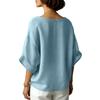Women's Solided Color Comfortable Casual Round Neck Shoulder Loose Slim Shirt Top
