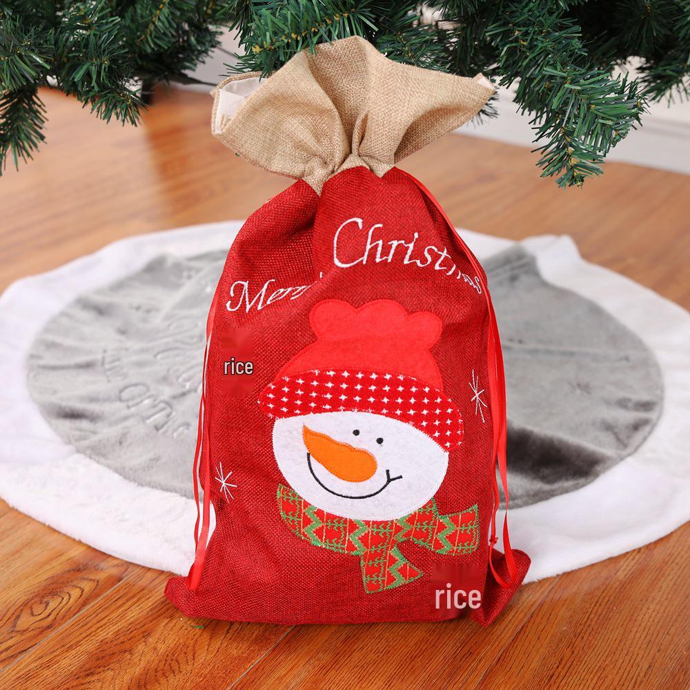 Santa Claus Burlap Christmas Gift and Candy Tote Bag