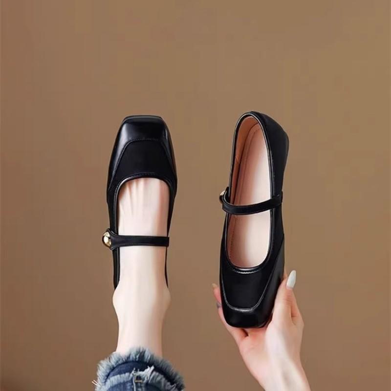 Mary Jane single shoes women's flat spring new shoes temperament red with skirt versatile