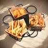 Stabiler drehbarer Pommeskorb mit Dip-Becher Frittierkorb Snackkorb Restaurant