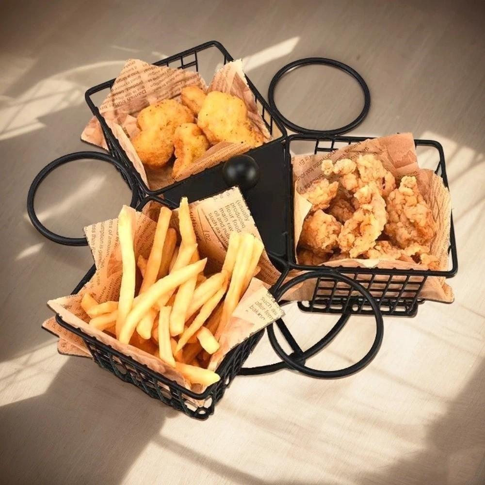 Stabiler drehbarer Pommeskorb mit Dip-Becher Frittierkorb Snackkorb Restaurant