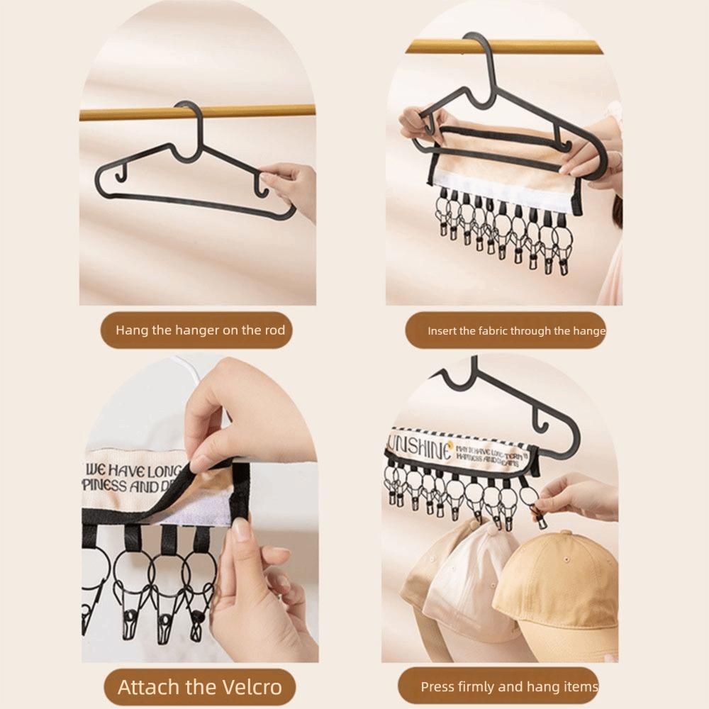 10 Clips Baseball Hat Organizer Rack Portable Foldable Peaked Cap Storage Holder Hanging Saving Space Towel Hanger Clip Scarf