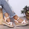2022 Summer New Wedge Sandals Women's Thick-soled Increased One-word Buckle Strap Platform High-heeled Sandals