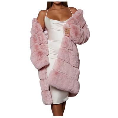 (SU)Women Plus Size Short Faux Coat Warm Furry FauxLong Jacket Long Sleeve Outerwear