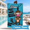 Custom Name Monkey Refuses Listen Heart In Space Adventure Microfiber Beach Towel, Lightweight for Summer Travel, Swimming Pool Fan Gift