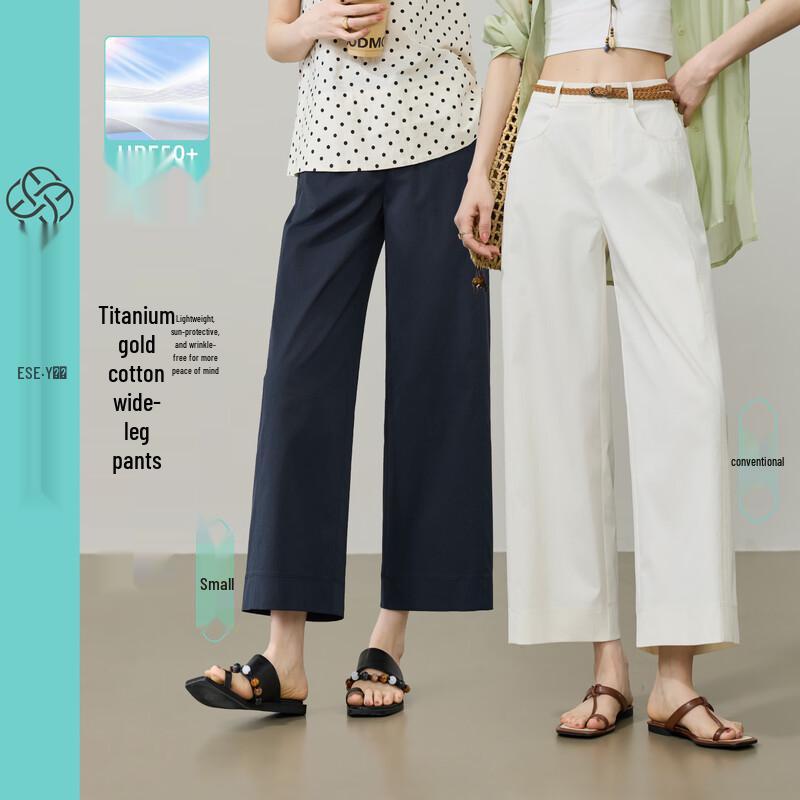 ESE-Y Women's Wrinkle-Resistant Cropped Wide-Leg Pants